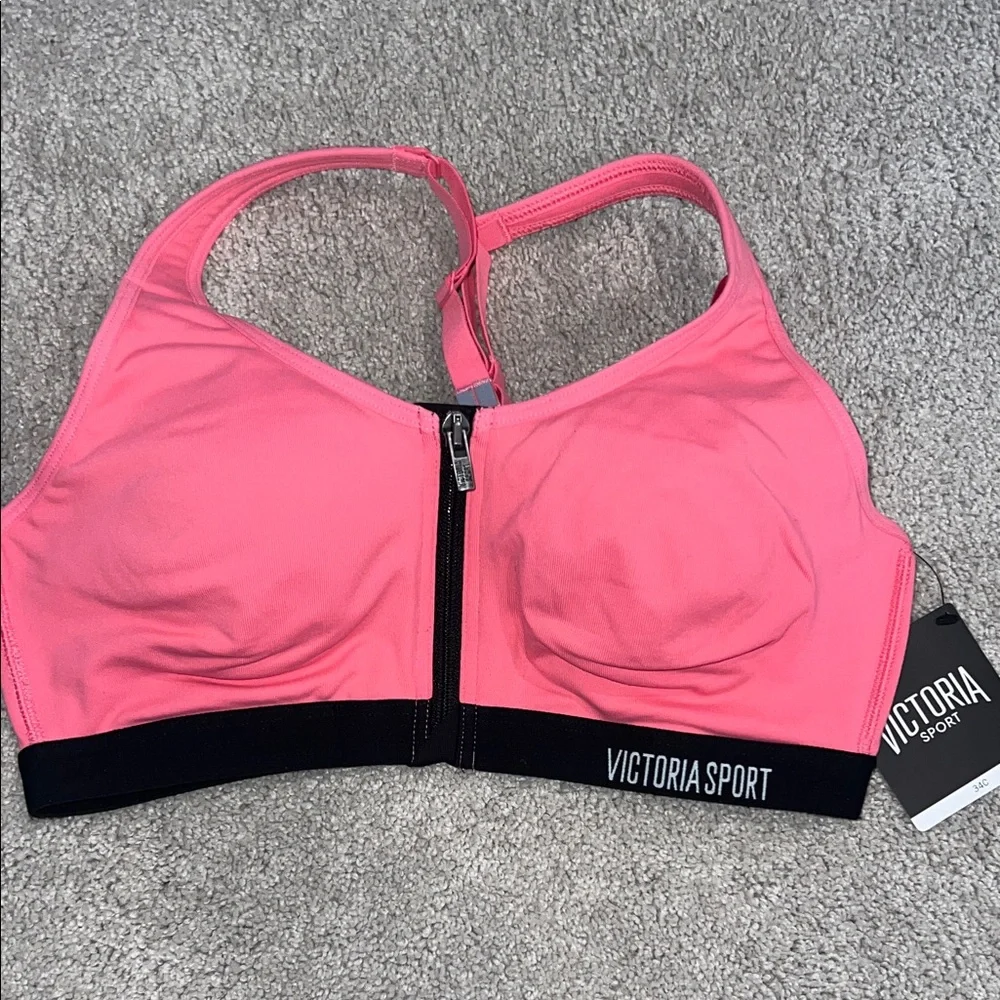 Victoria’s Secret Pink Zip Front Sports Bra - Picture 1 of 3